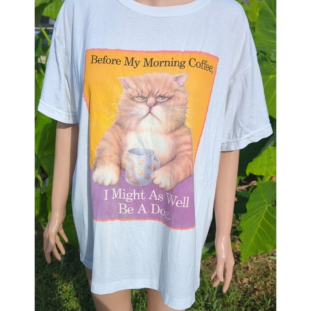 Funny Cat Shirt Before My Morning‎ Coffee , I Might As Well Be A Dog